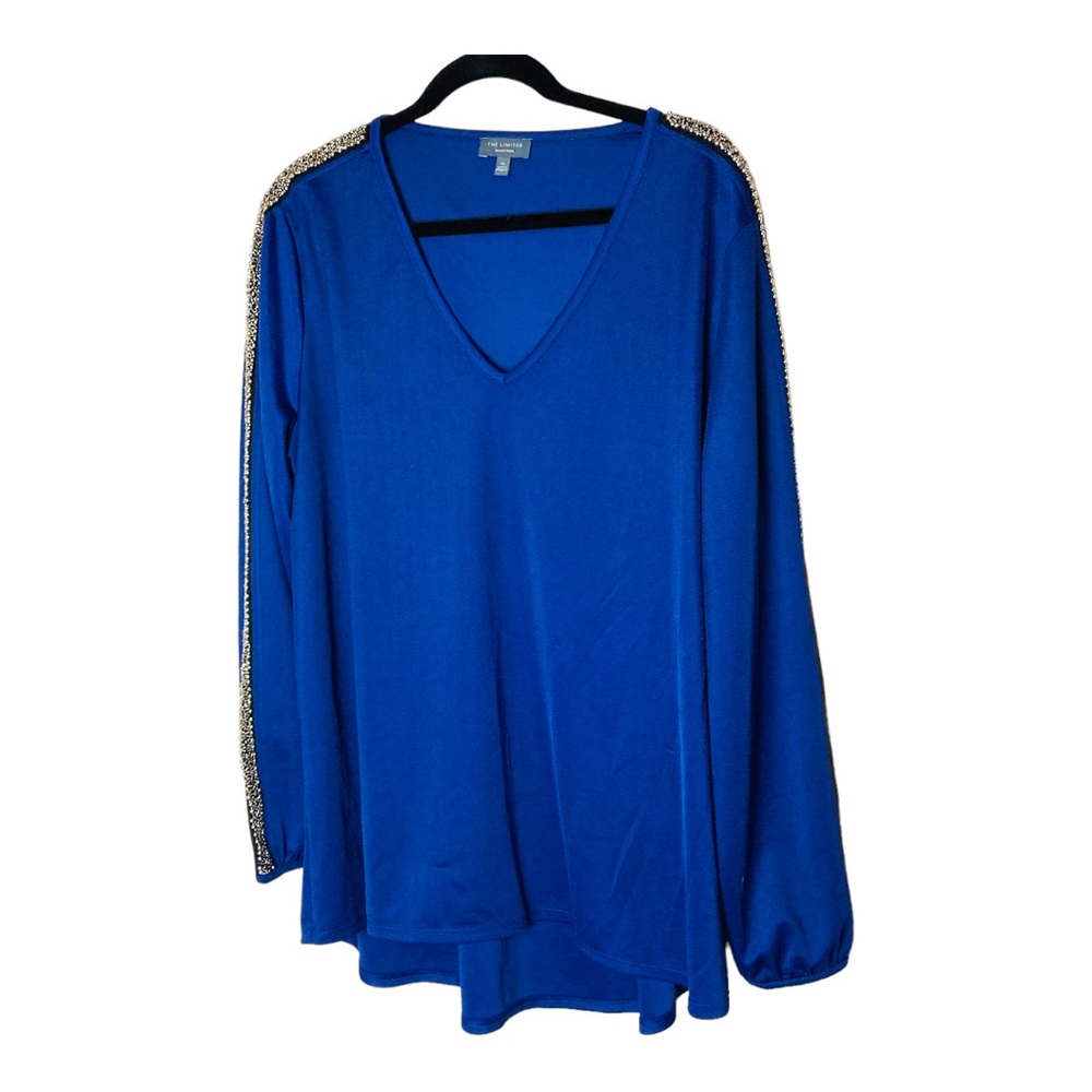 The Limited Pullover Blouse with Bling on Sleeves Size 1X Purple Blue Color